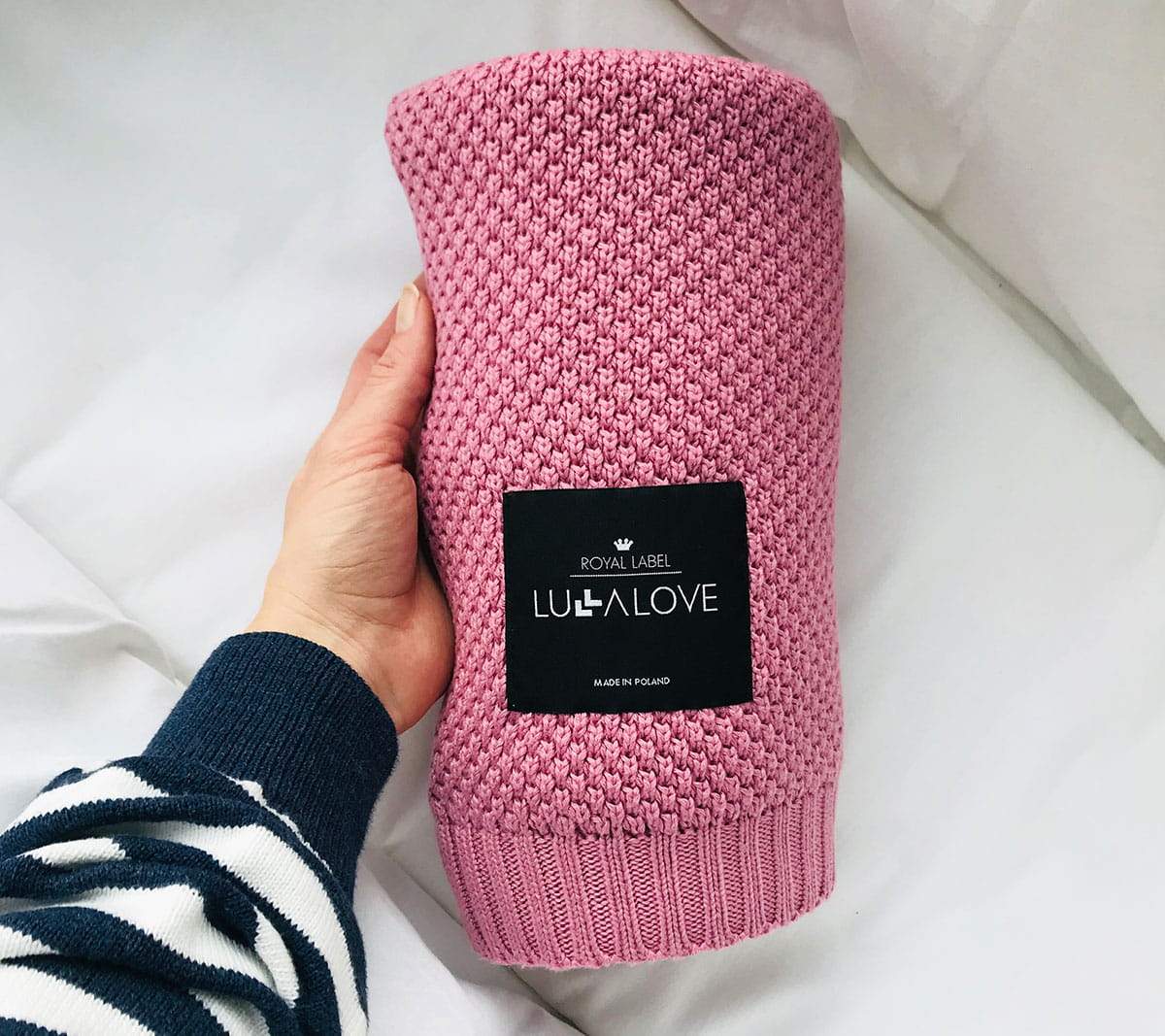 Bamboo baby blanket - Peony pink - Macaroon knit Blanket Lullalove UK 