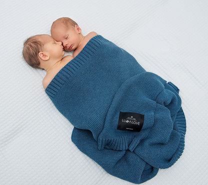Bamboo baby blanket - Petrol - Classic knit Blanket Lullalove UK 