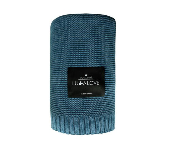 Bamboo classic knit blanket - 80x100cm - Petrol - Lullalove UK