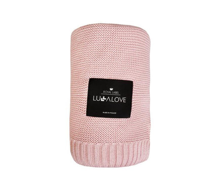 Bamboo classic knit blanket - 80x100cm - Powder pink - Lullalove UK