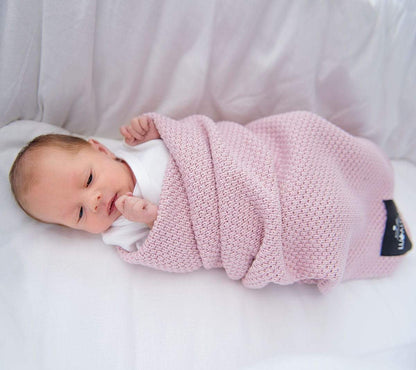 Bamboo baby blanket - Powder pink - Macaroon knit Blanket Lullalove UK 