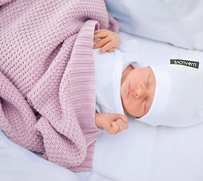 Bamboo baby blanket - Powder pink - Macaroon knit Blanket Lullalove UK 