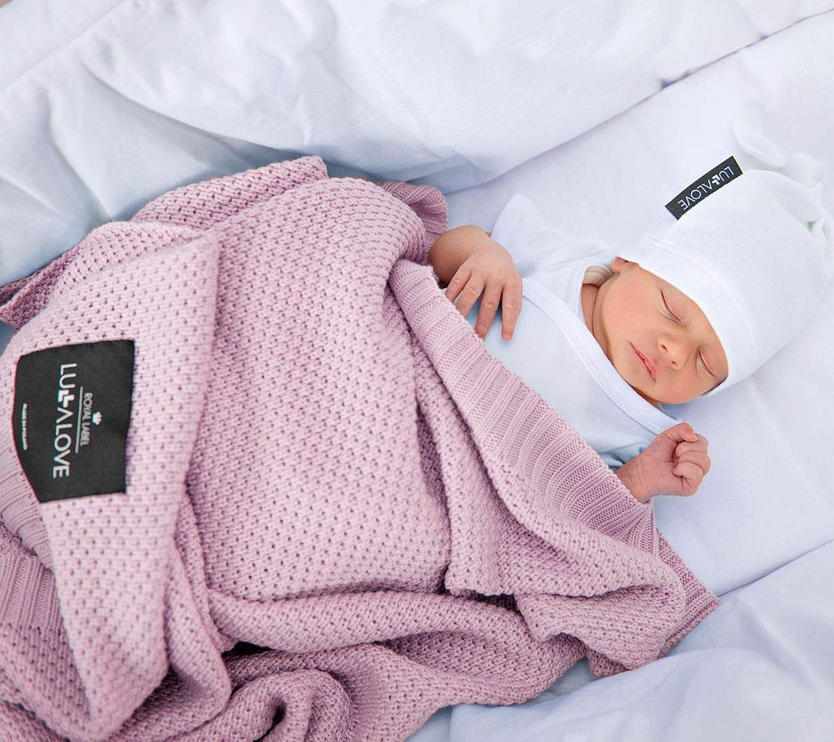 Bamboo baby blanket - Powder pink - Macaroon knit Blanket Lullalove UK 