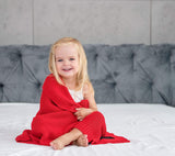 Bamboo baby blanket - Red - Classic knit Blanket Lullalove UK 