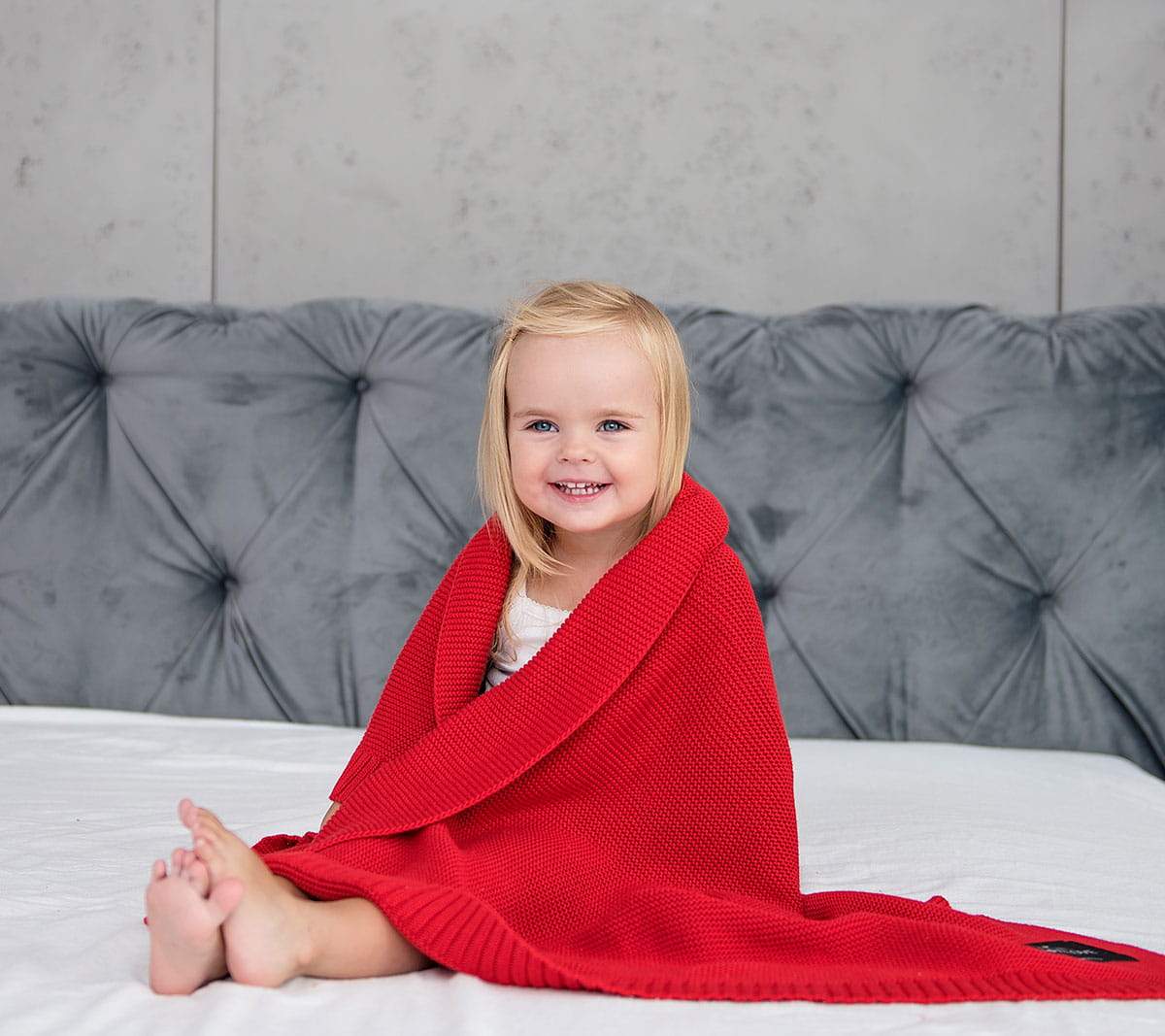 Bamboo baby blanket - Red - Classic knit Blanket Lullalove UK 