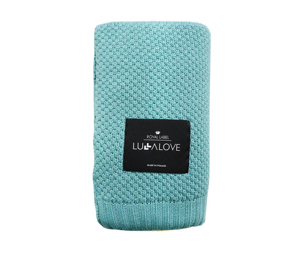 Bamboo baby blanket - Sea blue - Macaroon knit Blanket Lullalove UK 