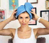 Bamboo hair drying wrap - blue Accessories Lullalove UK 