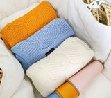 Cellular bamboo baby blanket - Blue - Seashell Blanket Lullalove UK 