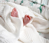 Cellular bamboo baby blanket - Coconut - Seashell Blanket Lullalove UK 