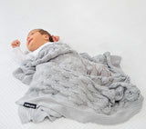 Cellular bamboo baby blanket - Grey - Boho openwork Blanket Lullalove 