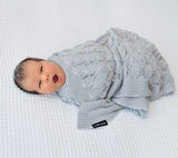 Cellular bamboo baby blanket - Grey - Boho openwork Blanket Lullalove 