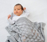 Cellular bamboo baby blanket - Grey - Boho openwork Blanket Lullalove 