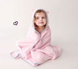 Children bamboo towel with a hood - 100% bamboo - Pink Towel Lullalove UK 