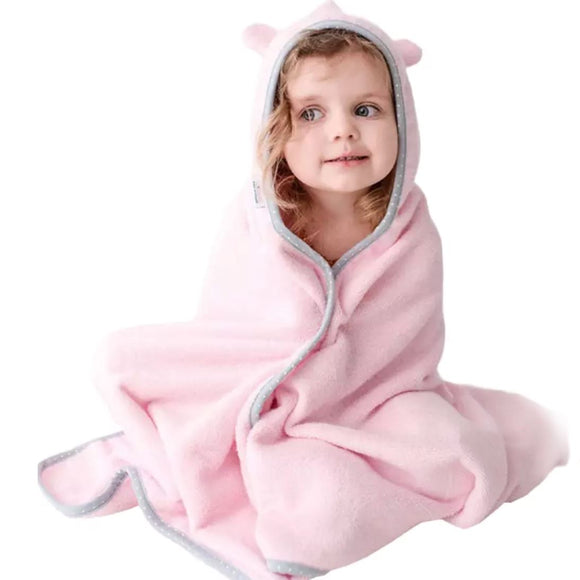 Children bamboo towel with a hood - 100% bamboo - Pink Towel Lullalove UK 