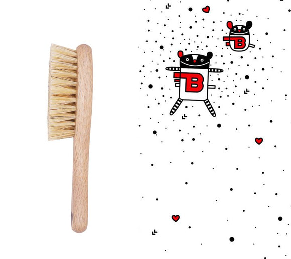 Natural baby hairbrush & muslin washcloth - Mr B - Lullalove UK