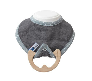 Eco maple wood teether with a bib - Grey - Lullalove UK