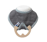 Eco maple wood teether with a bib - Grey - Lullalove UK
