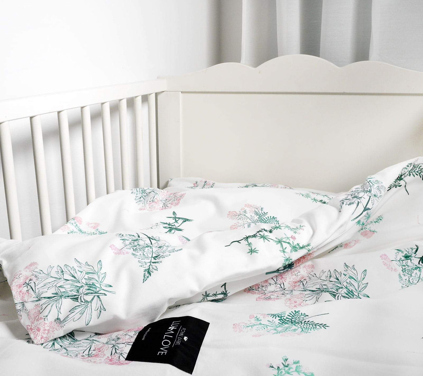 Herbs pink - Cot bed duvet cover and pillowcase set Bedding Lullalove UK 