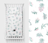 Herbs pink - Cot bed duvet cover and pillowcase set Bedding Lullalove UK 