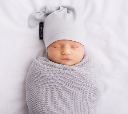 Knot baby hat - 0-3 month - Grey Hat Lullalove UK 