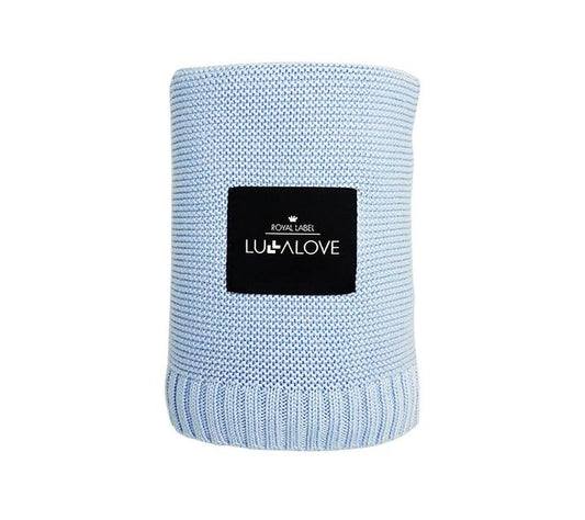 Lullalove large baby blue bamboo blanket