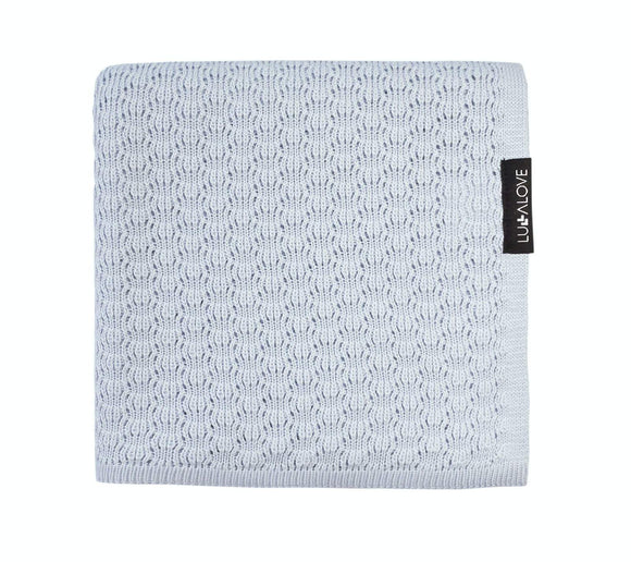 Light cellular bamboo baby blanket - Blue Blanket Lullalove UK 