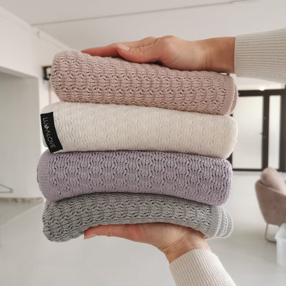 Light cellular bamboo baby blanket - Grey Blanket Lullalove UK 