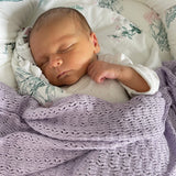 Light cellular bamboo baby blanket - Lavender Blanket Lullalove UK 