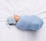 Light knitted bamboo swaddle blanket - Blue Swaddle blanket Lullalove UK 