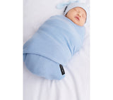 Light knitted bamboo swaddle blanket - Blue Swaddle blanket Lullalove UK 