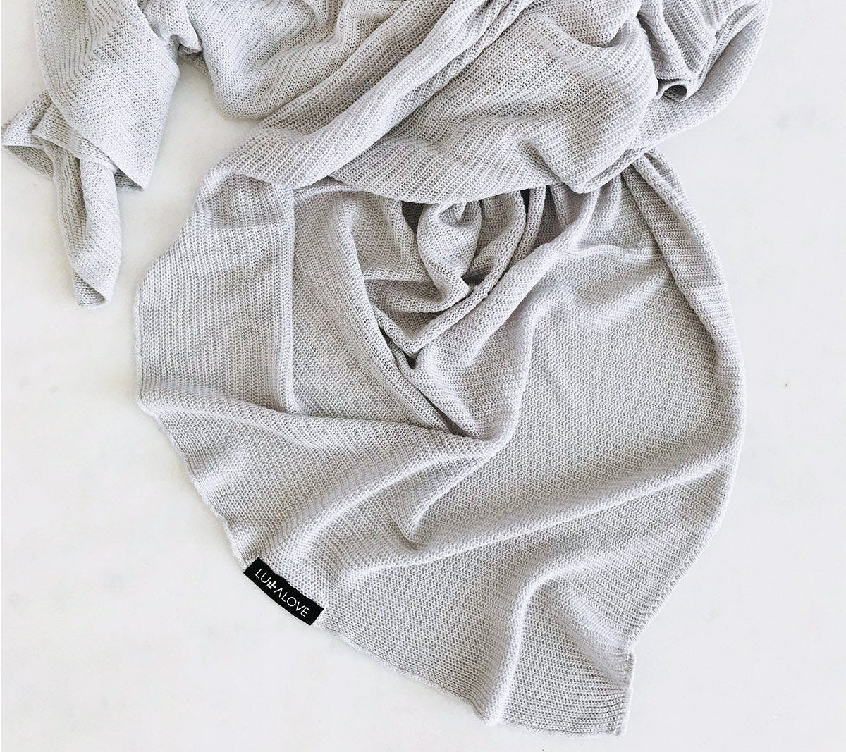 Light knitted bamboo swaddle blanket - Grey Swaddle blanket Lullalove UK 
