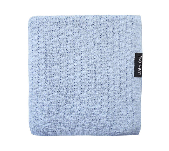 Light merino wool blanket & swaddle - blue Blanket Lullalove 