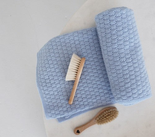 Light merino wool blanket & swaddle - blue Blanket Lullalove 