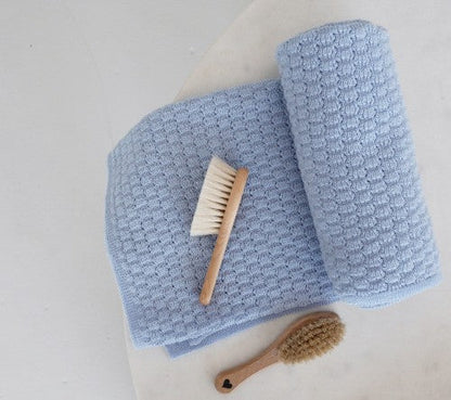 Light merino wool blanket & swaddle - blue Blanket Lullalove 