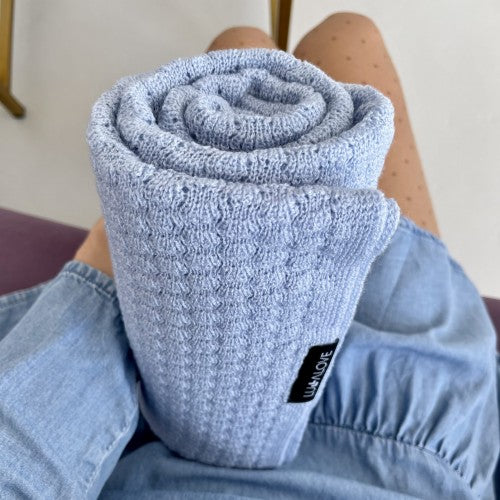 Light merino wool blanket & swaddle - blue Blanket Lullalove 