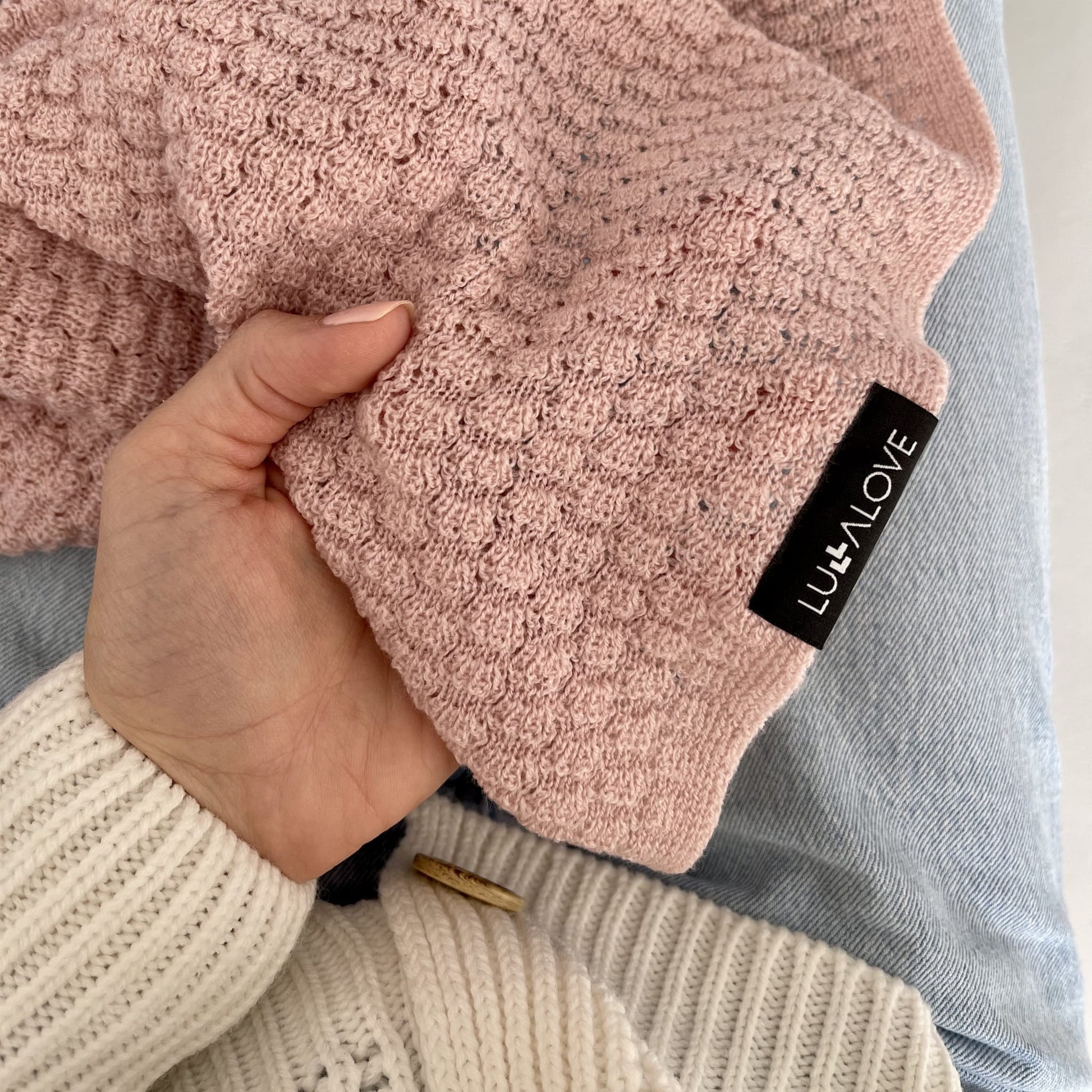 Light merino wool blanket & swaddle - powder pink Blanket Lullalove 