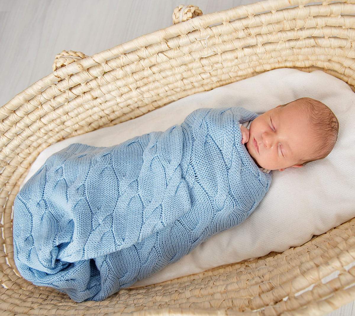 Merino Wool Blanket - Baby blue - premium collection Blanket Lullalove 