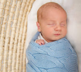 Merino Wool Blanket - Baby blue - premium collection Blanket Lullalove 