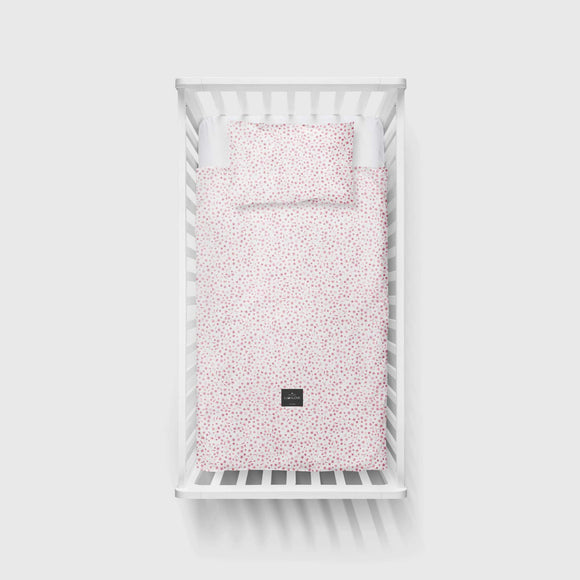Pink flowers - Cot bed duvet cover and pillowcase set Bedding Lullalove 
