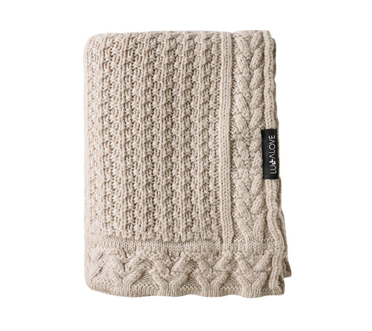 Premium Merino Wool Baby Blanket "Cookie" - Beige Blanket Lullalove 