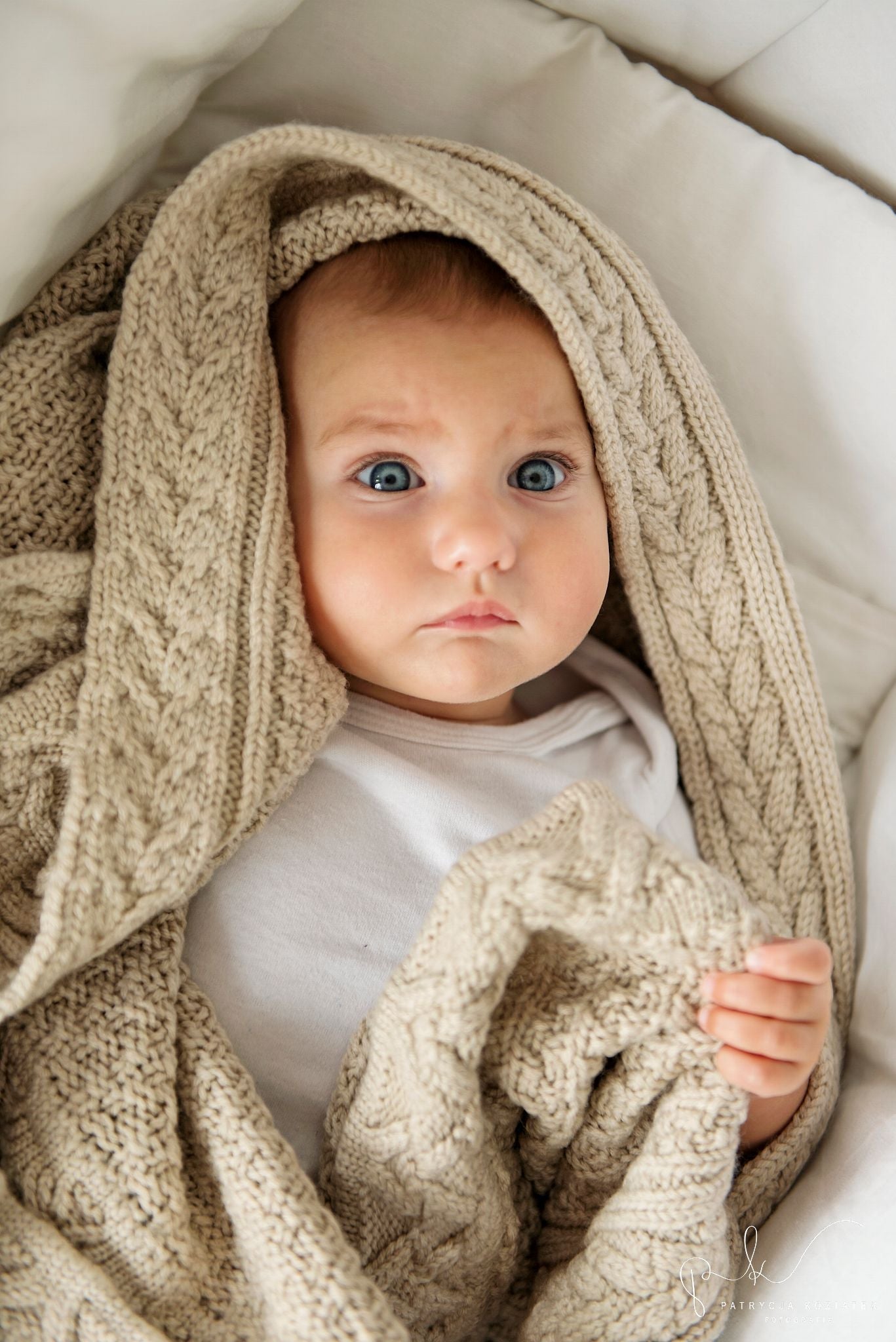Premium Merino Wool Baby Blanket "Cookie" - Beige Blanket Lullalove 