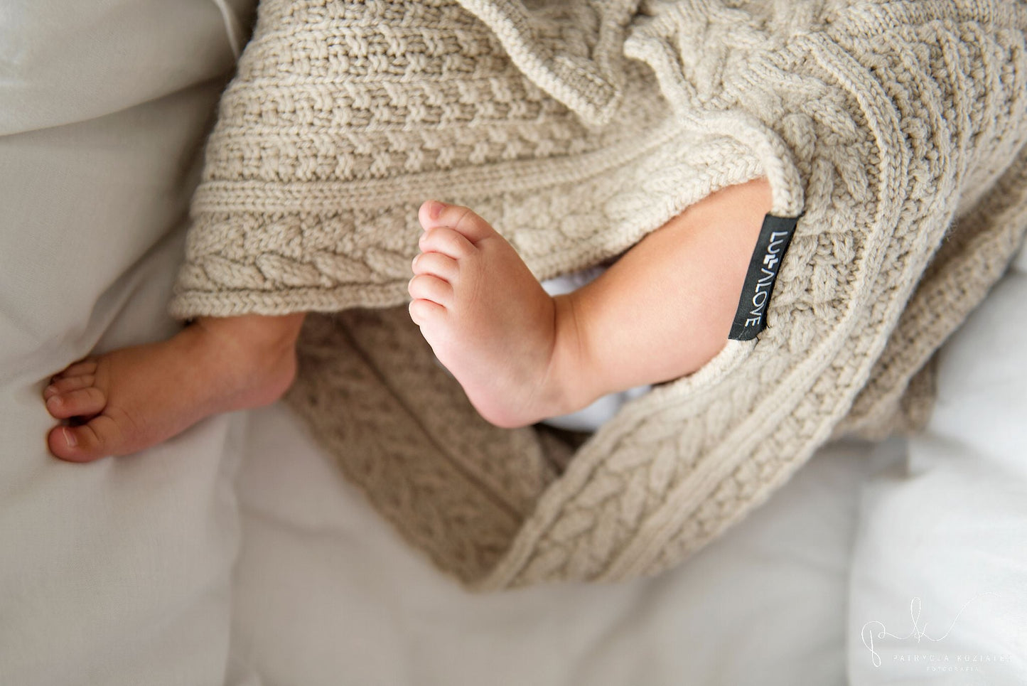 Premium Merino Wool Baby Blanket "Cookie" - Beige Blanket Lullalove 