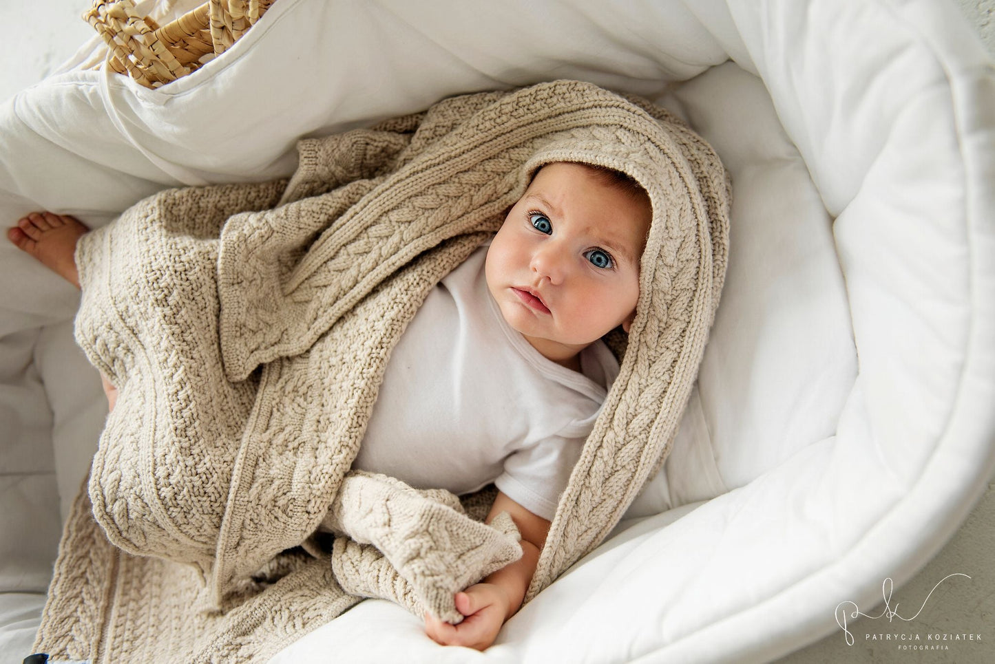 Premium Merino Wool Baby Blanket "Cookie" - Beige Blanket Lullalove 