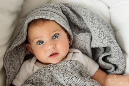 Premium Merino Wool Baby Blanket "Cookie" - Grey Blanket Lullalove 