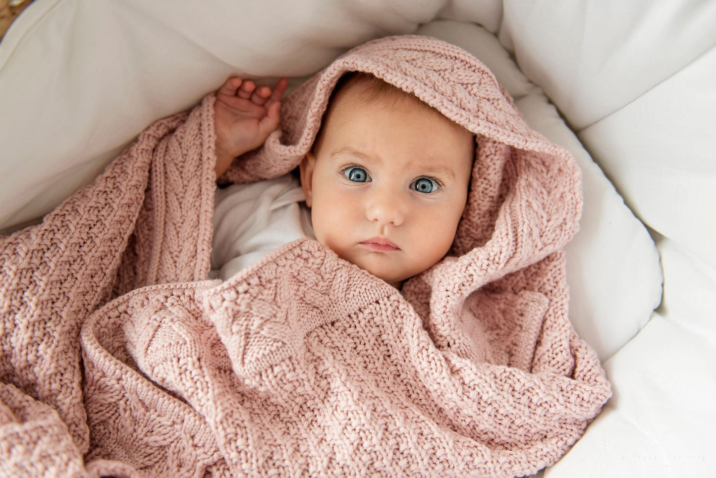 Premium Merino Wool Baby Blanket "Cookie" - Powder Pink Blanket Lullalove 