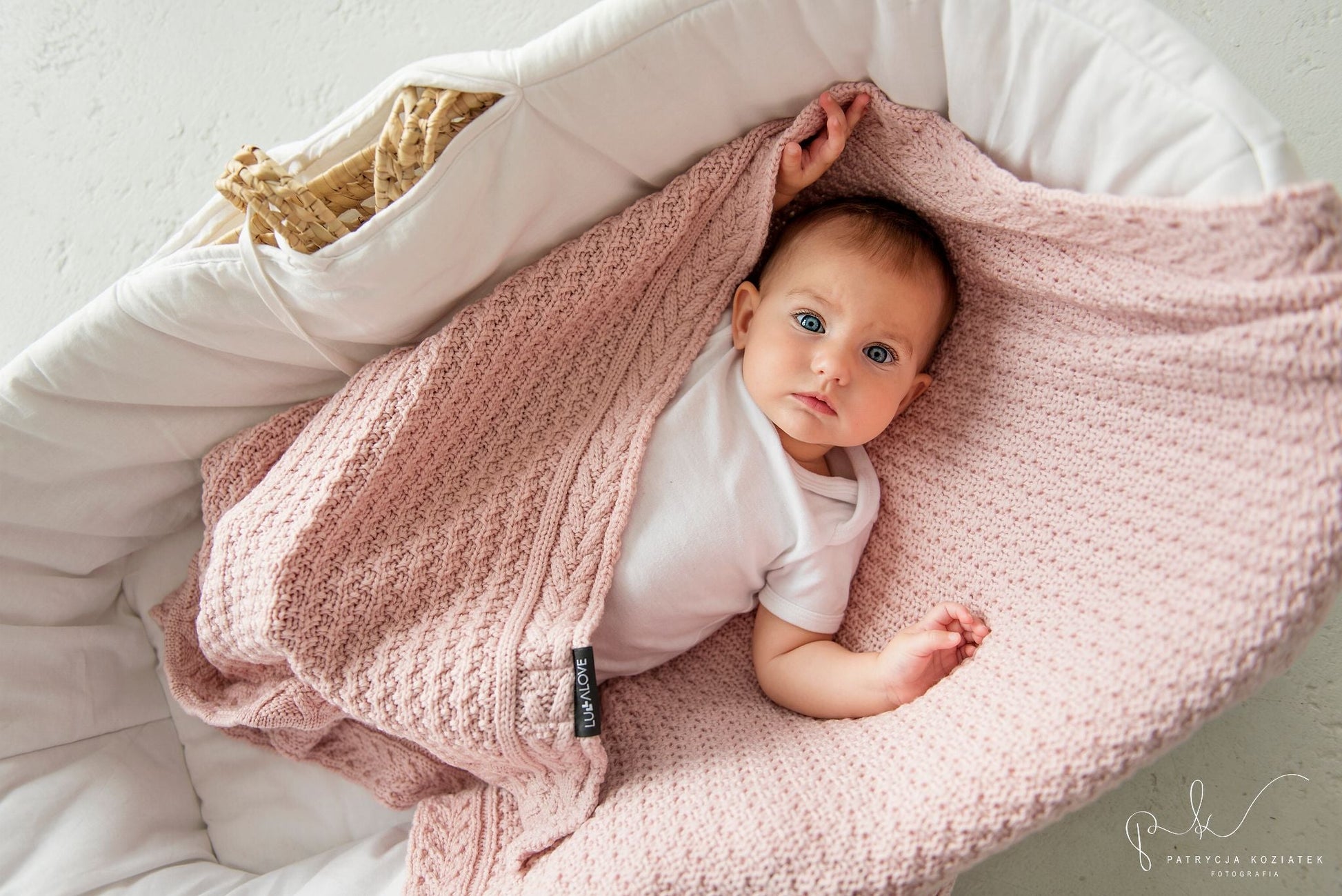 Premium Merino Wool Baby Blanket "Cookie" - Powder Pink Blanket Lullalove 