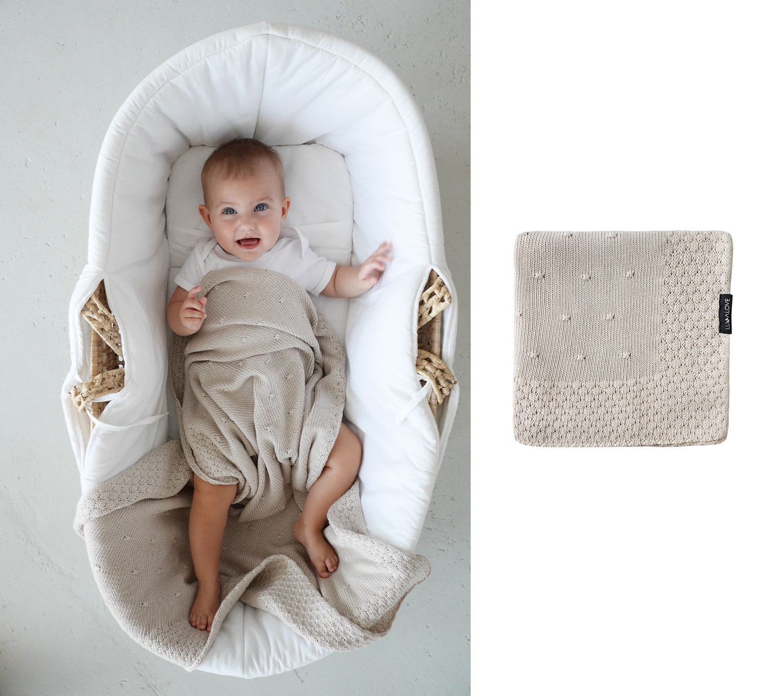 Soft All Season Bamboo Baby Blanket "Popcorn" - Beige Blanket Lullalove UK 