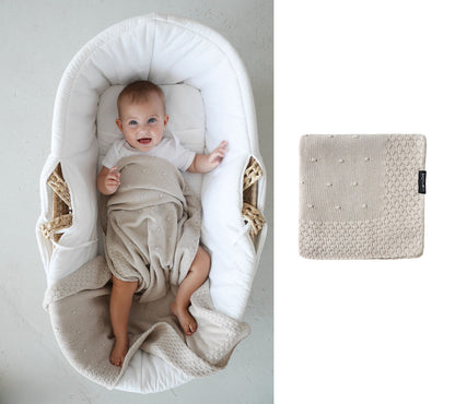 Soft All Season Bamboo Baby Blanket "Popcorn" - Beige Blanket Lullalove UK 