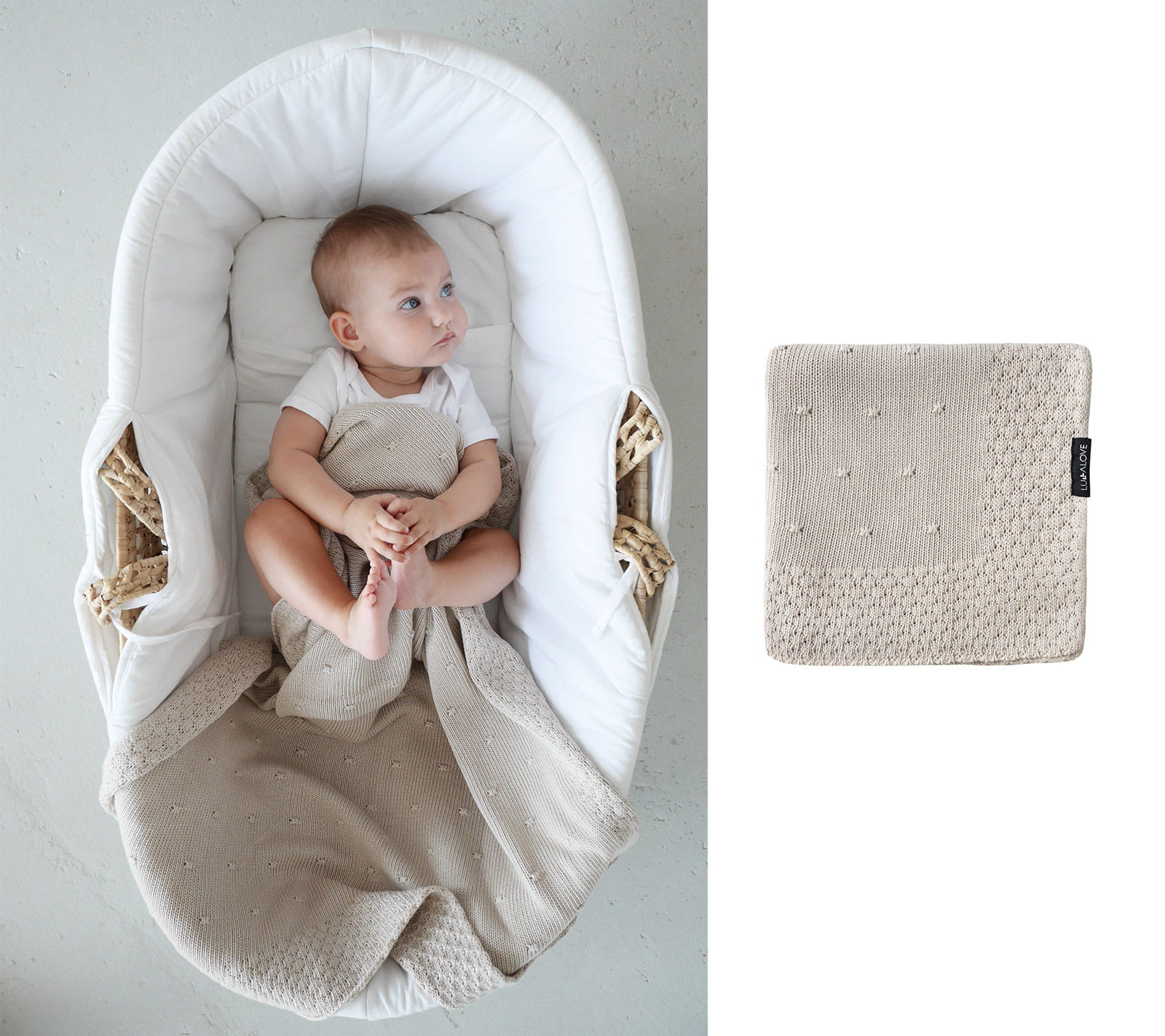 Soft All Season Bamboo Baby Blanket "Popcorn" - Beige Blanket Lullalove UK 