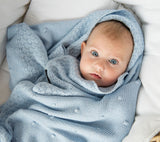 Soft All Season Bamboo Baby Blanket "Popcorn" - Blue Blanket Lullalove UK 